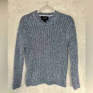 Express Heathered Blue V-Neck Sweater